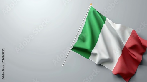 A beautiful Italian flag waving in the wind. The flag is a symbol of Italy and its people. It is a reminder of the country's rich history and culture. photo