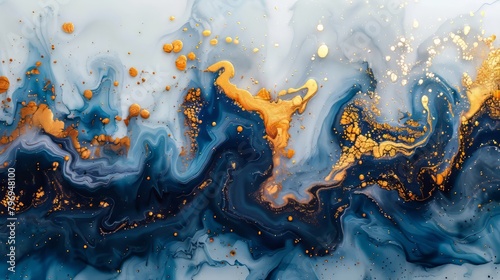 Abstract Art with Blue and Gold
