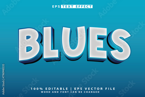 blue 3d editable text effect vector