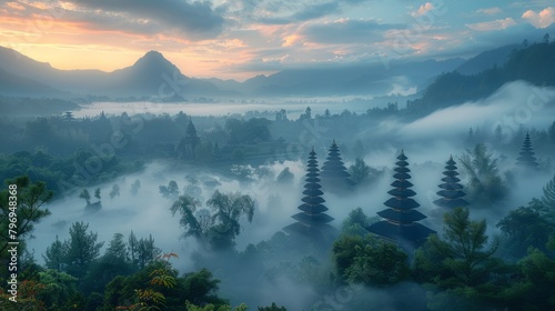 Misty Morning Temples