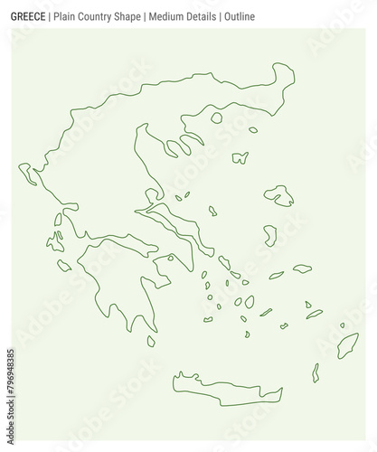 Greece plain country map. Medium Details. Outline style. Shape of Greece. Vector illustration.