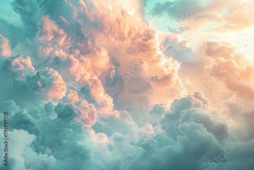 Ethereal clouds swirling in dreamy pastel hues