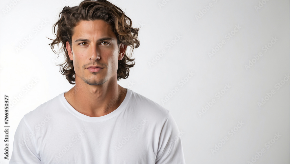 Fototapeta premium male model in studio photo white background