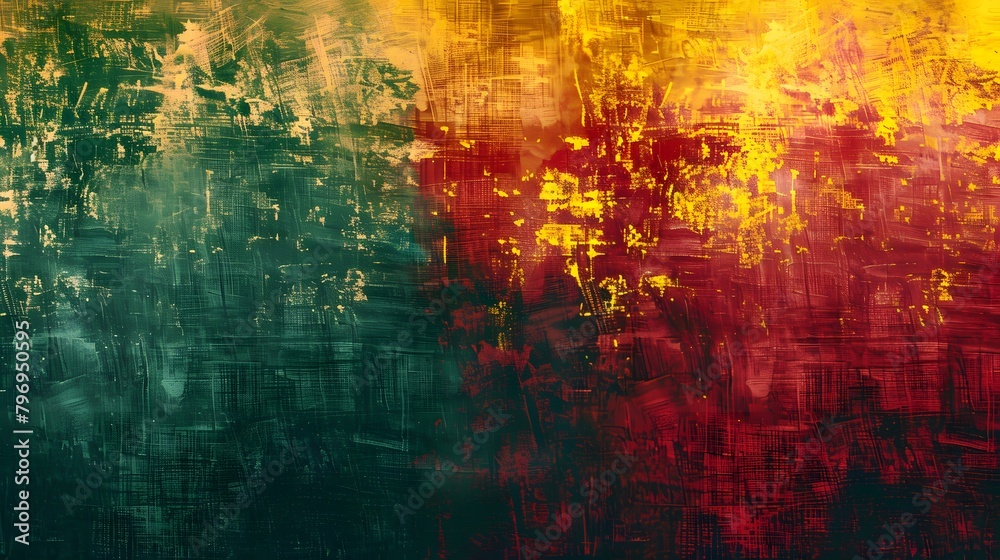 Detailed view showcasing black, yellow, and red colors in a vibrant background juneteenth