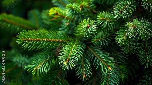 Illustration of a vibrant green pine tree up close. Christmas tree branches