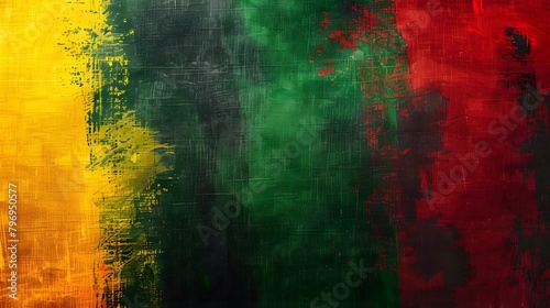 Detailed view showcasing black, yellow, and red colors in a vibrant background juneteenth