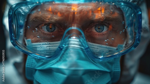 Man Wearing Mask and Goggles