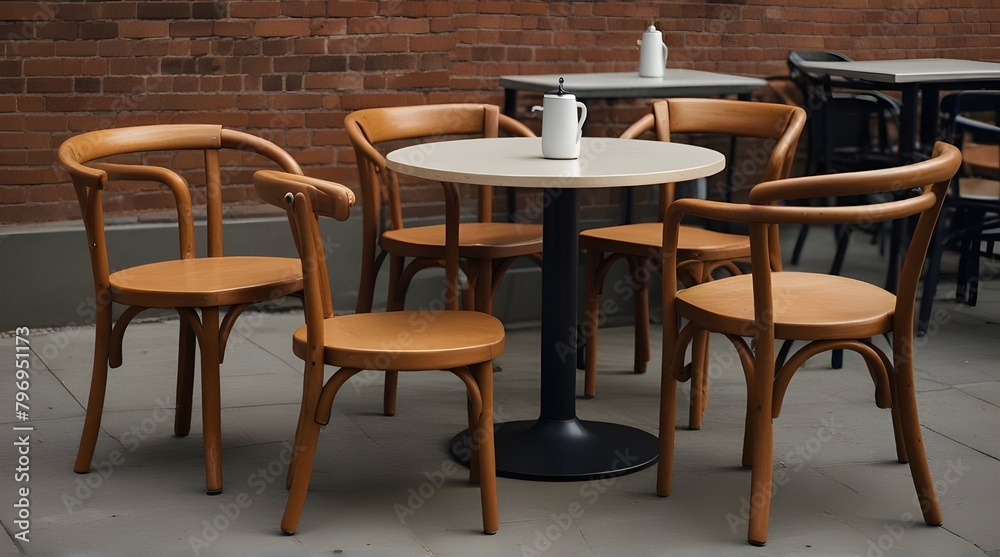 cafe bistro table chairs seating isolated .Generative AI