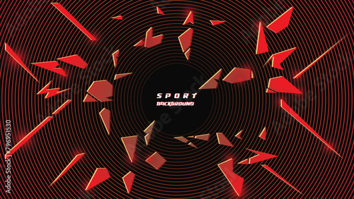 Abstract futuristic geometric black and red background with modern shapes. design template technology concept suitable for game banner, olympic sport poster, cyber wallpaper