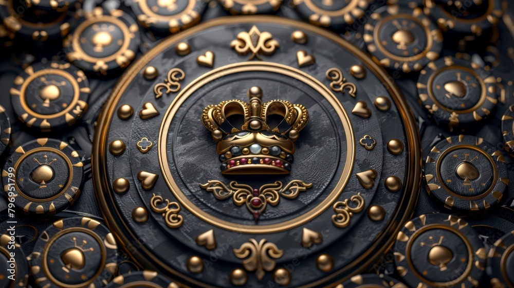 Royal emblem with ornate crown design