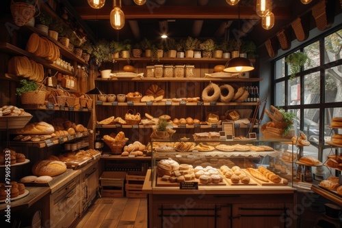 Bakery shop bread food architecture. photo