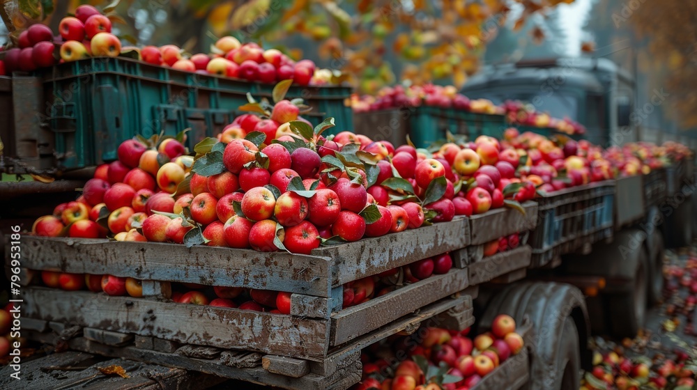 Truck Filled With Red Apples