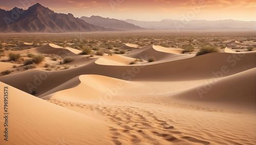 Desert Mirage  Experience the Illusionary Mirage of a Desert Oasis  with Hues Fading from Sand Dune Beige to Sunlit Gold to Desert Rose.