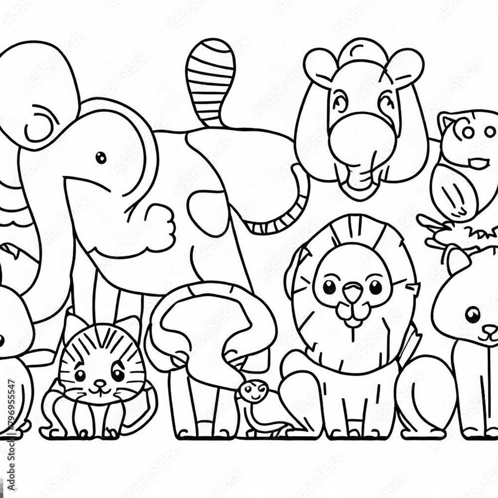 Obraz premium dibujos animados, animal, vector, ilustración, vaca, animal, perro, mamífero, cuca, elefante, arte, chacras, chistoso, diversión, bocetos, inhospitalario, cerdo, coloración, carácter, comic, felinos, 