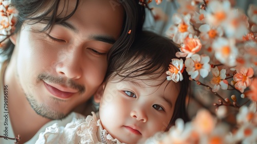 Man Holding Little Girl in His Arms