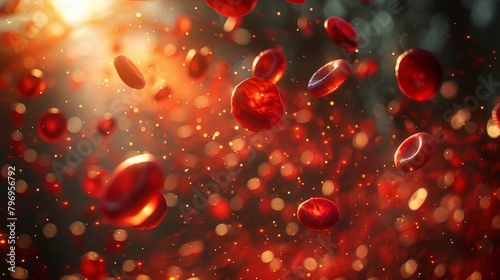 Red blood cells floating in the air, 3d rendering 3d illustration