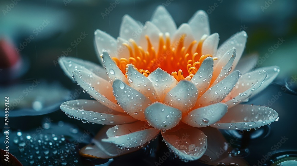 Large White Flower Floating on Body of Water Large White Flower Floating on Body of Water