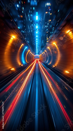 Illuminated Tunnel With Long Exposure