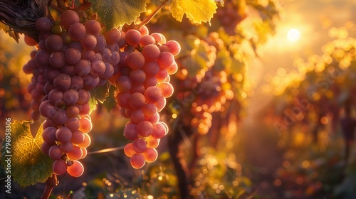 Autumn's Bounty: Grapes at Sunset, generative ai