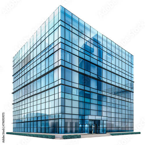 Modern Glass Building on transparent background 