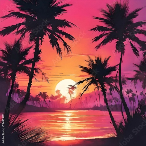 Captivating Sunset over Serene Beach
