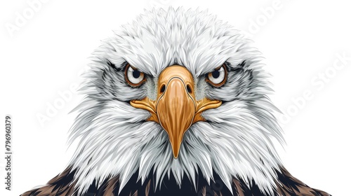 Vector clipart illustration portrait of a bald eagle.