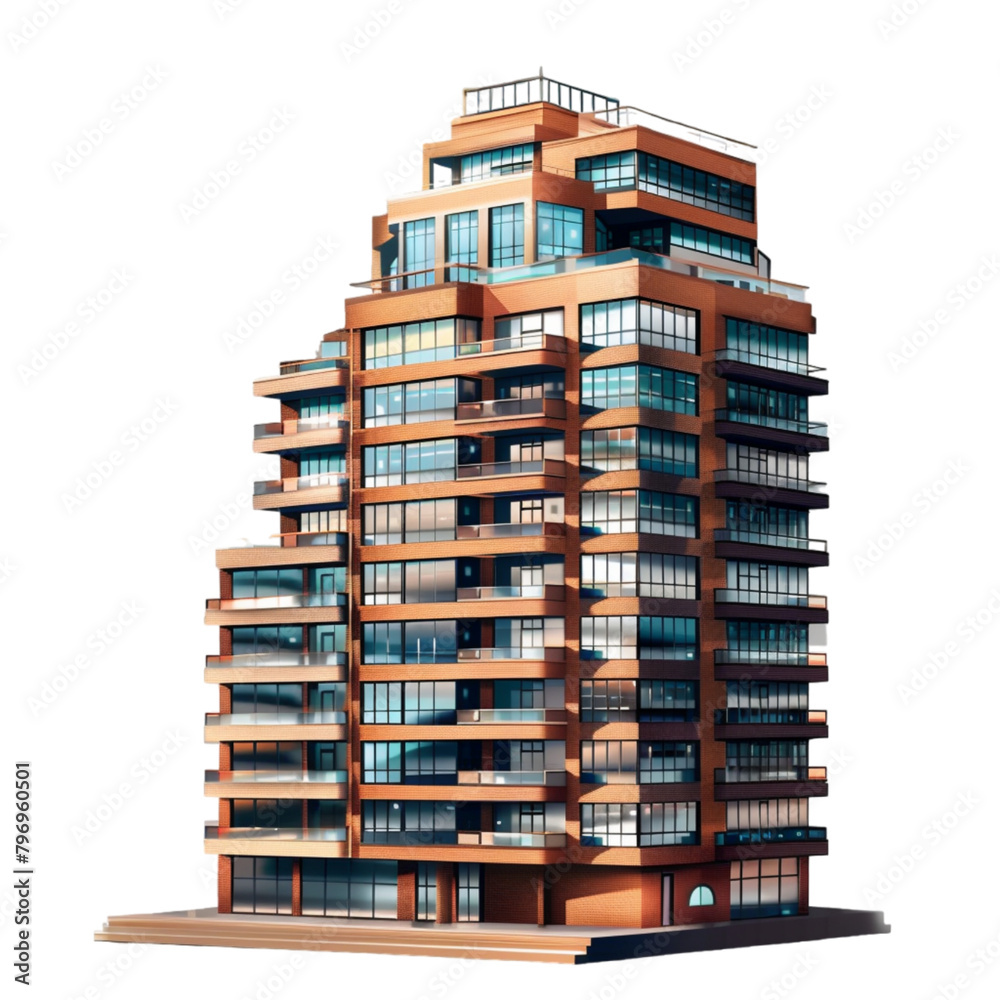 residential Building on transparent background 