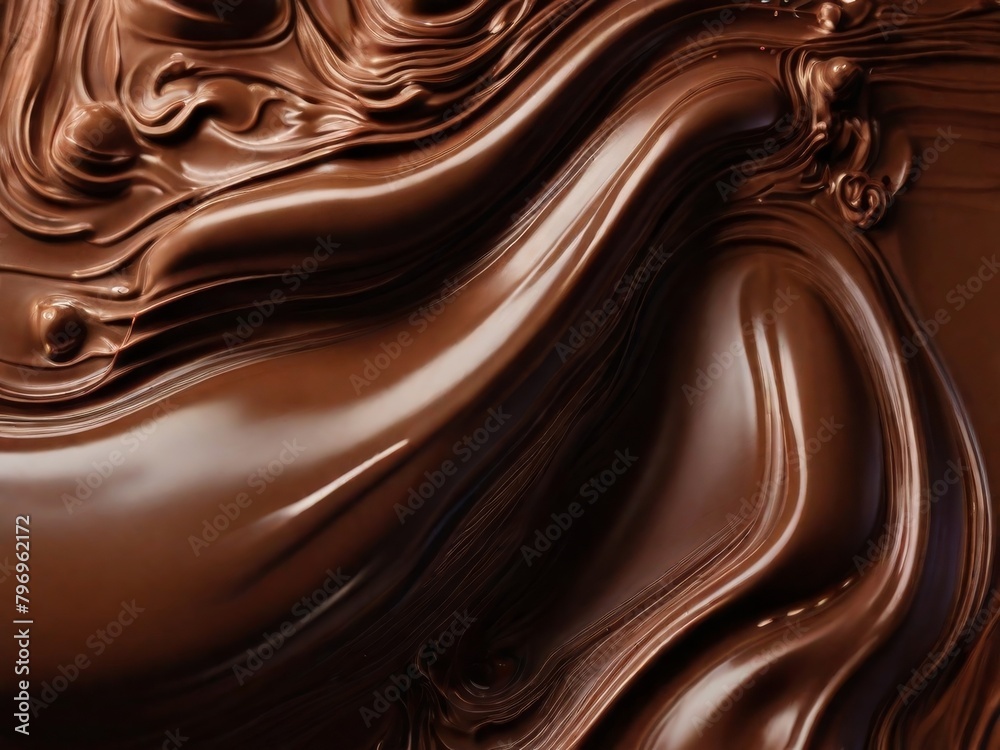 Chocolate texture. Liquid chocolate close-up.Textured dark chocolate