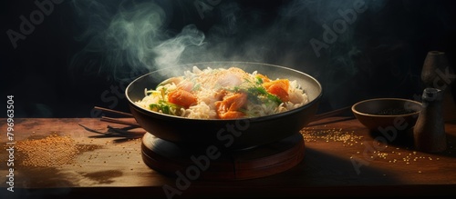 Steamy bowl of food