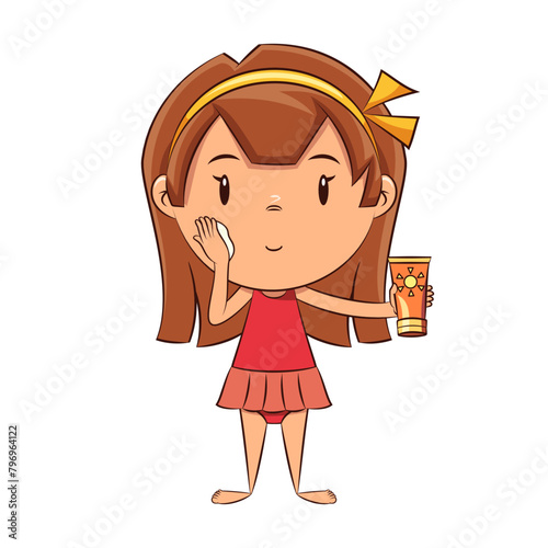 Girl, wear, sunscreen, face, sunblock, summer, swimsuit