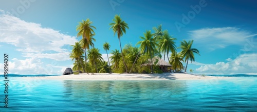 Tropical island beach palm hut