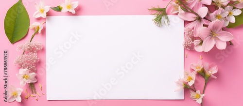 Sheet among pink flowers and leaves