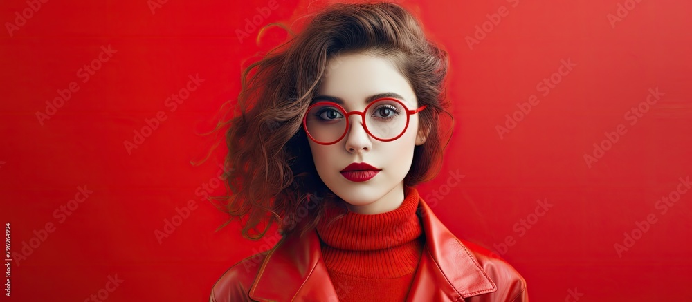 a man wearing red glasses and a red turtleneck sweater a man wearing red glasses and a red turtleneck sweater