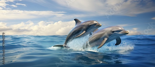 Dolphins leaping water display