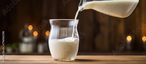 Milk being poured into a glass