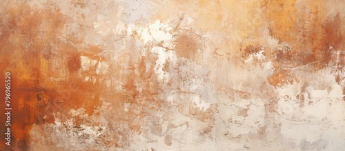 Painting showing a brown and white brick wall