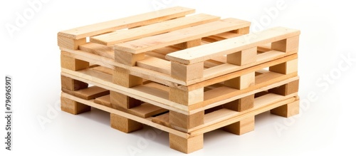 Wooden pallet stack on white