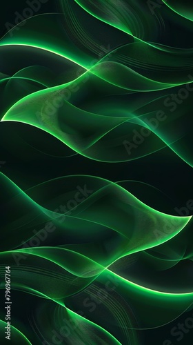 Dark green background with light green wavy lines in the style of nature backlighting photo