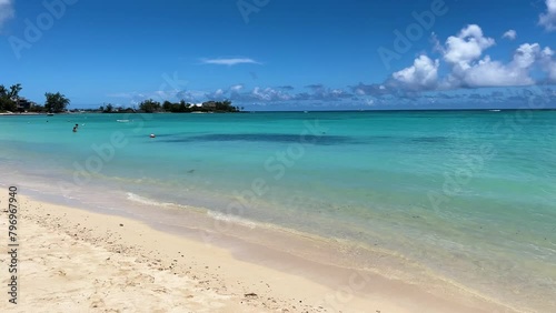 4K video, The unique beauty of the magnificent turquoise blue Indian Ocean is in Mauritius. (ID: 796967940)