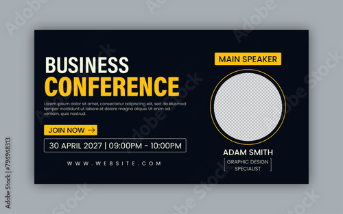 Set of Corporate Business Conference Template and live webinar event social media post template banner design, minimal concept