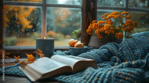 Cozy Autumn Reading Nook, generative ai