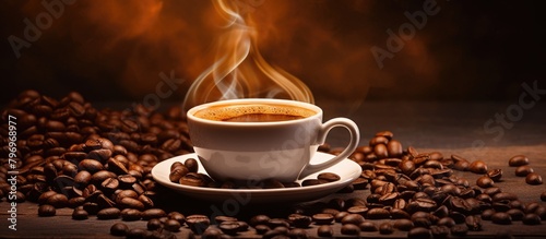 Steaming coffee in a mug