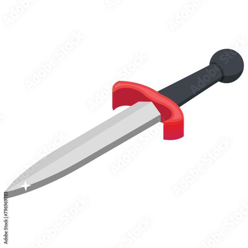 Isometric Dagger with Red Handle