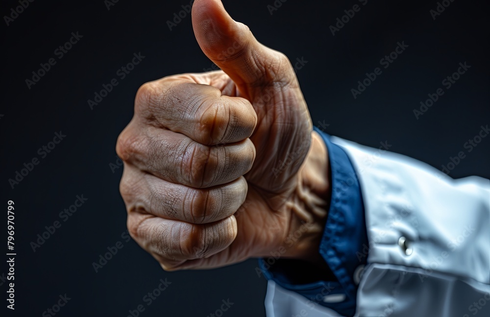 Doctor's hand doing thumbs up gesture