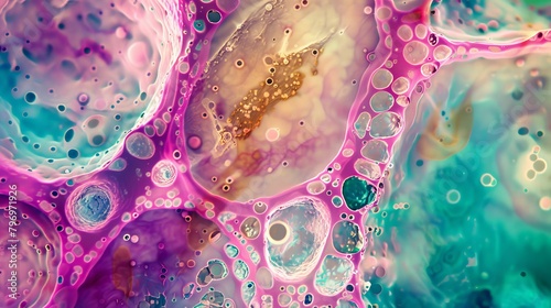 Ovarian follicular cyst, light micrograph, photo under microscope. World Ovarian Cancer Day photo