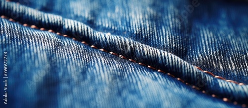 Blue jeans close up stitching detail photo