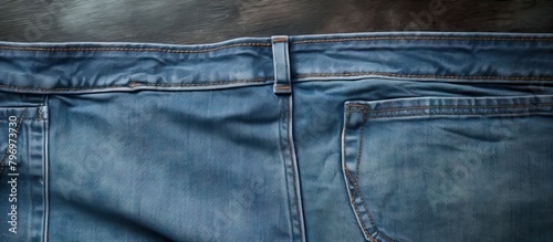 Close up of jeans on metal surface photo