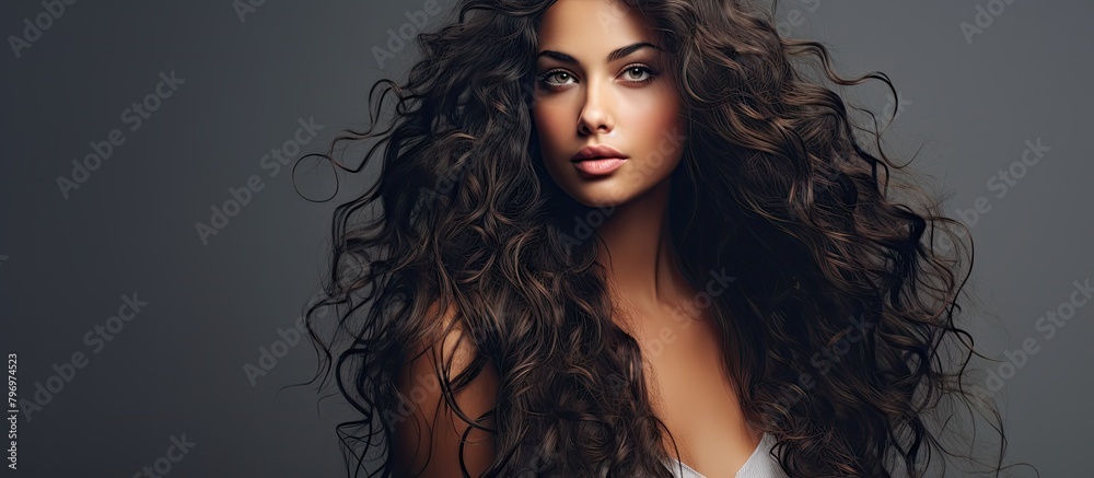 Fototapeta premium Young woman with curly hair in a photo pose