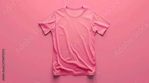 A simple product shot of a pink t-shirt on a pink background. The shirt is made of a soft, lightweight fabric and has a relaxed fit.