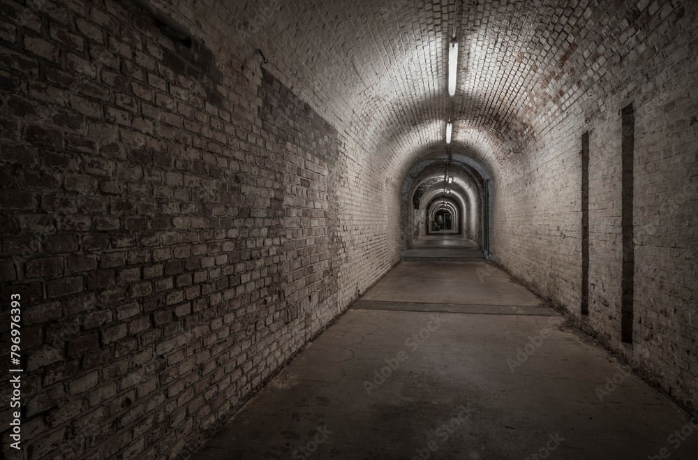 Tunnel of a historic fortification.